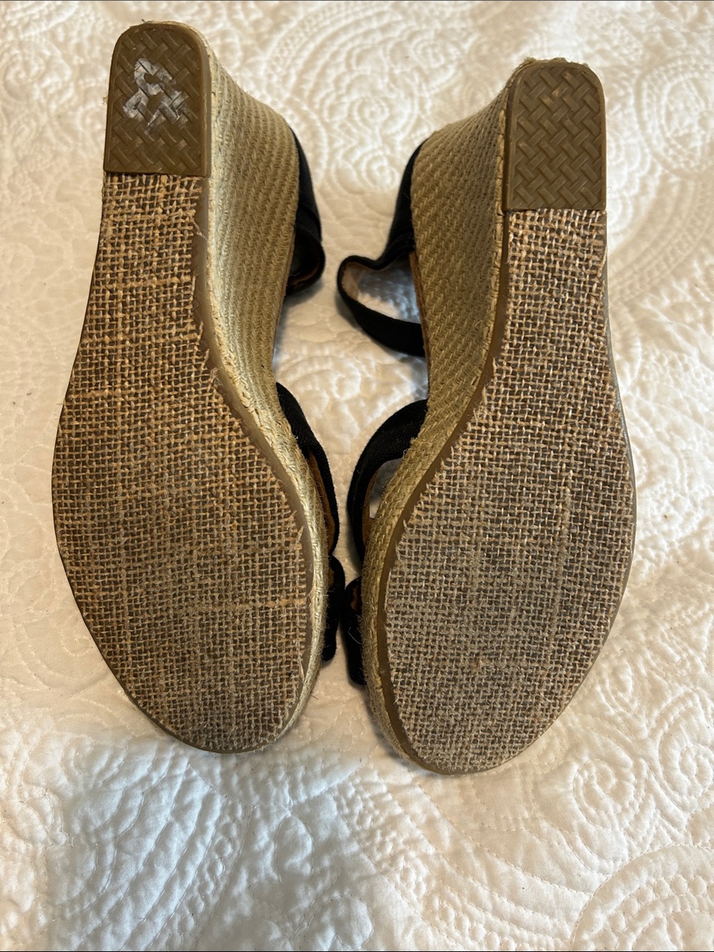 Toms Black Cork Wedge Ankle-Strap Sandals - Picture 8 of 9